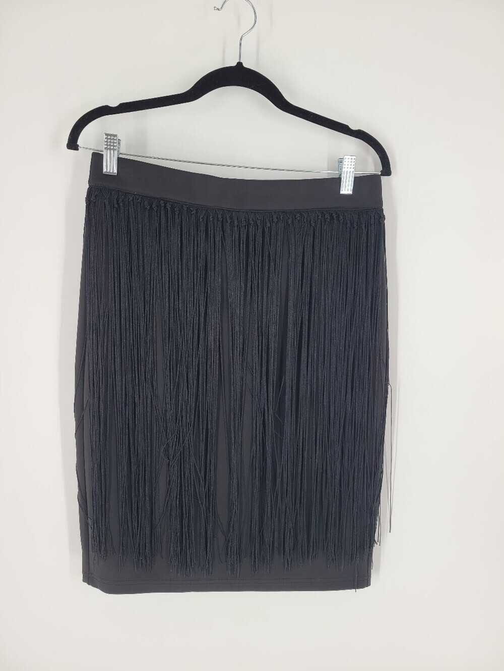 Melissa Paige Black Fringe Pencil Formal Skirt Size S New